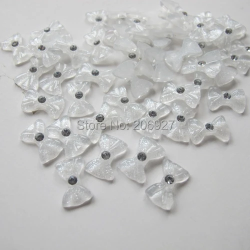 Искусственный 30 шт. милый большой кристаллический белый бант с украшением стразы