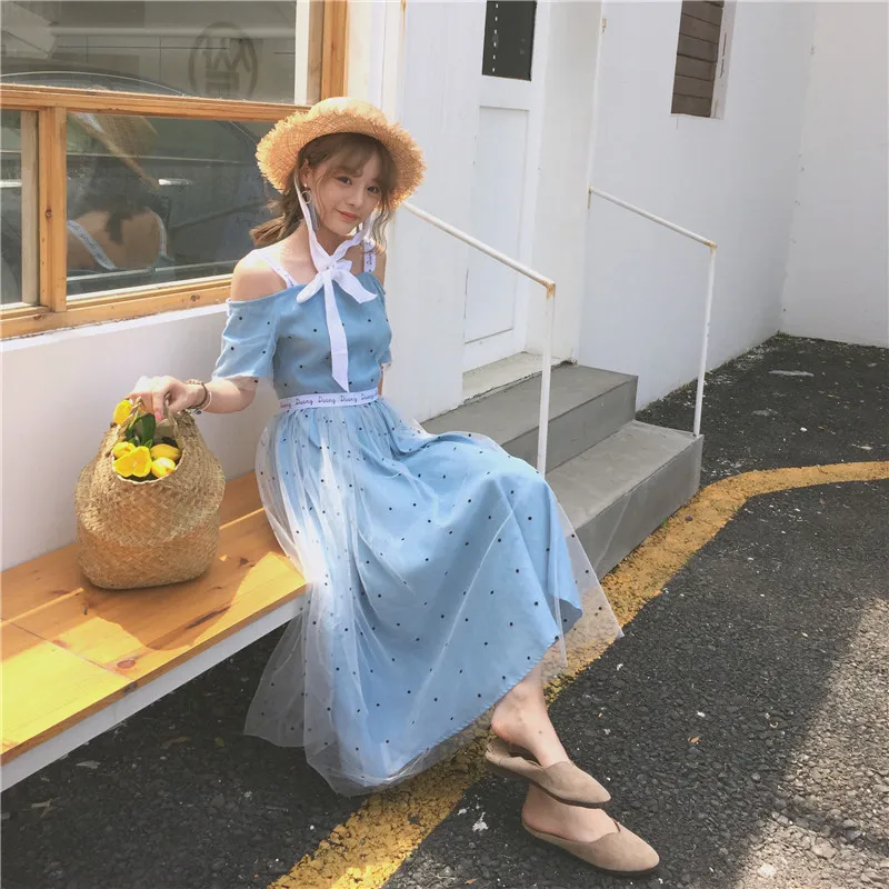KYMAKUTU Лето Prairie Chic женское платье линии Высокая талия лоскутное vestidos mujer Спагетти