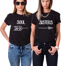 Рубашки с надписью Best Friends Soul Sister футболка Bestie BFF женский топ