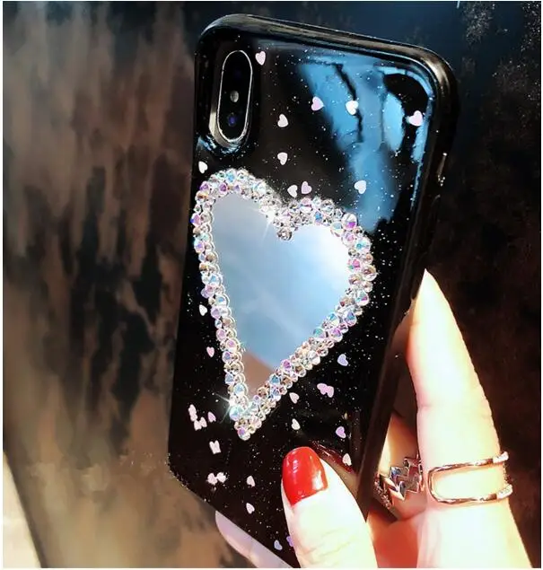 Модный роскошный зеркальный чехол для iPhone Xs max 6 7 8 plus ювелирный Чехол мобильного
