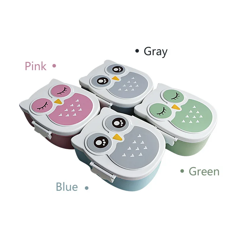 Junejour 1/2pcs Quality Upgrade Picnic Storage Cute Owl Student Lunch Box Bento Food Container With Compartments | Дом и сад