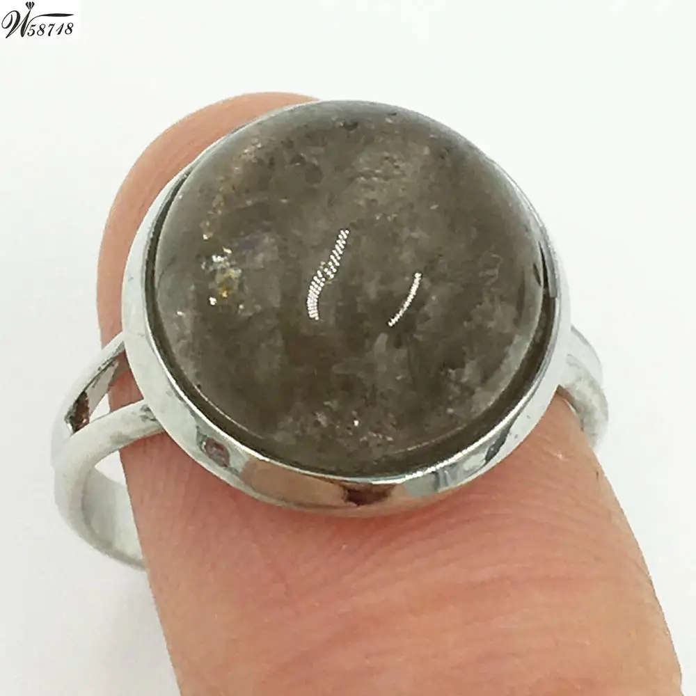 Smoke Crystal C7211 Кристальный лазурит тигровый глаз авантюрин Howlite Sodalite Goldstone Opal Jaspe синяя Песочная бусина кольцо 6,5~ 1" US Adjust WFH588 - Цвет основного камня: Smoke Crystal C7211