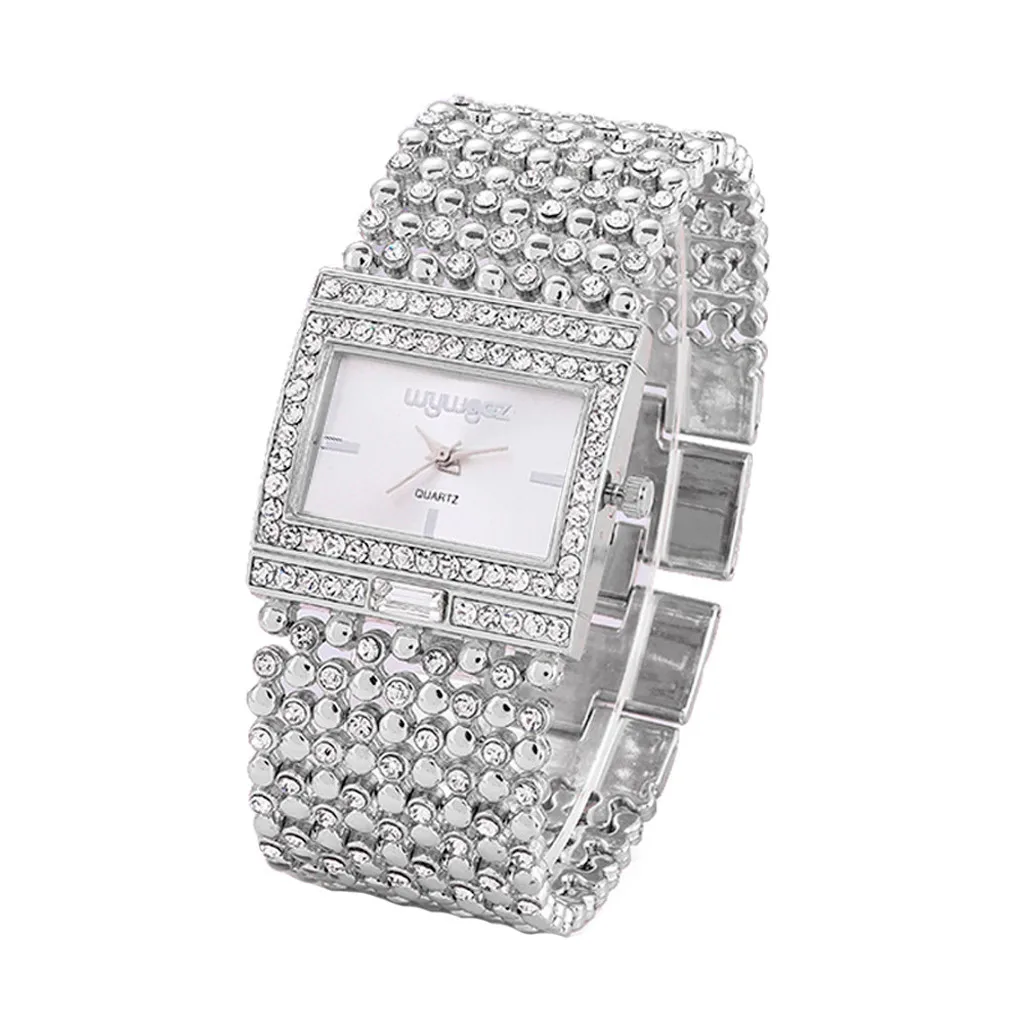 Silver Женские часы от роскошного бренда, женские часы с золотым бриллиантом, браслет, кварцевые часы, наручные часы для женщин, женские часы, Reloj Mujer - Цвет: Silver