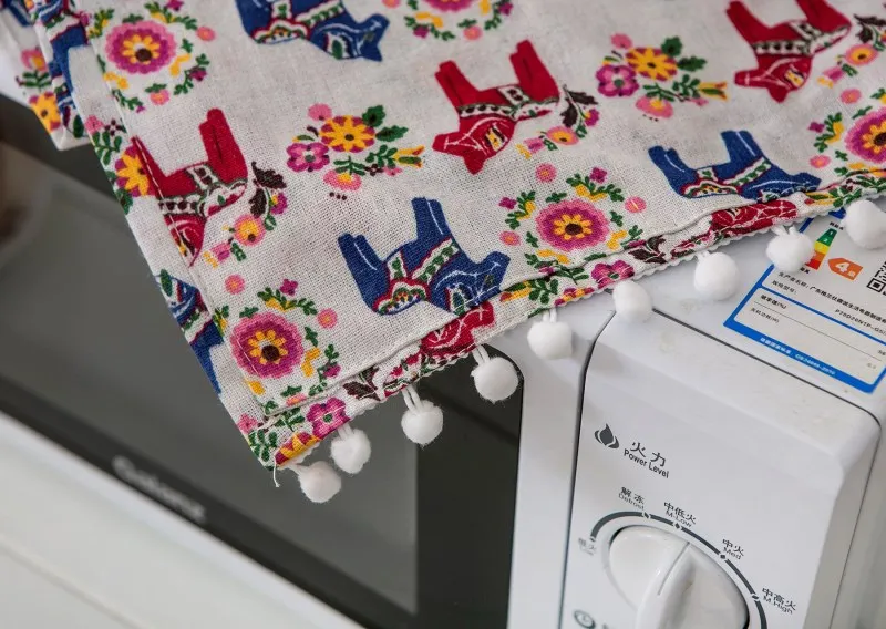 Cartoon Cotton And Linen Color Kitten Microwave Cover Dust Oven Storage Bag On Both Sides Kitchen Accessories | Дом и сад