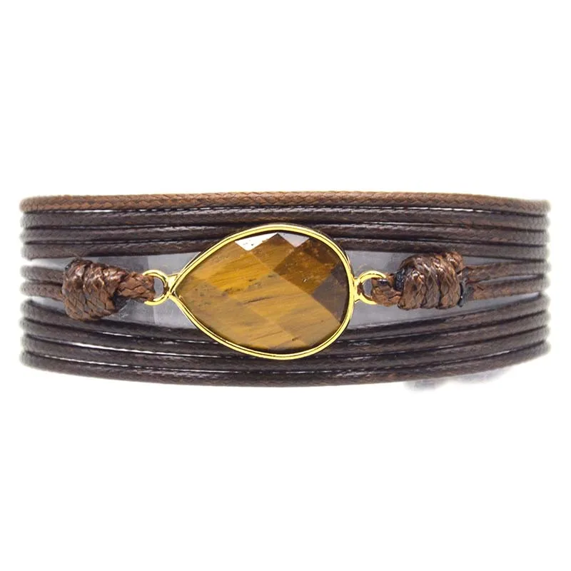 Дропшиппинг Wrap Браслеты натуральные камни Шарм 5 раз браслет дружбы Boho Homme|Гибкие