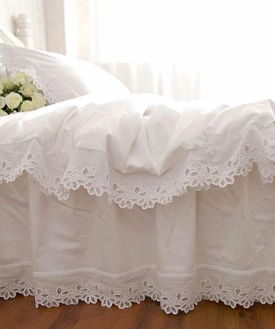 Комплекты постельного белья принцессы из чистого белого хлопка 4 шт. корейское