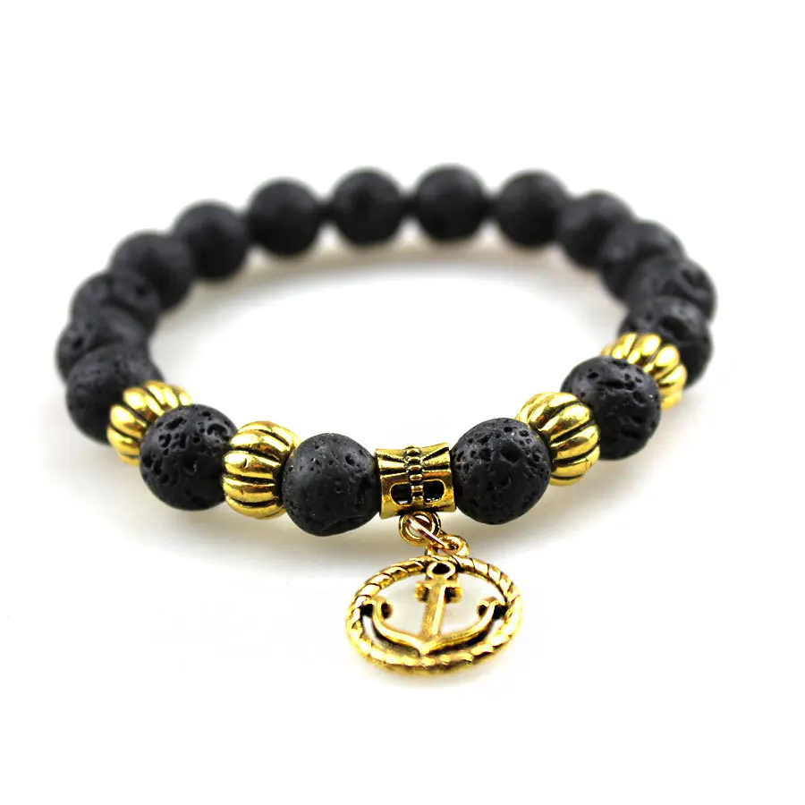 Wv003 оптовая продажа черный вулканический лавовый камень тигровый глаз 8 мм