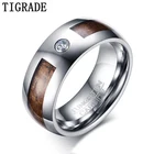 Tigrade деревянные инкрустационные мужские кольца 8 мм Карбид вольфрама Anillos Para Hombres винтажные деревянные кольца Свадебные обручальные ювелирные изделия личные