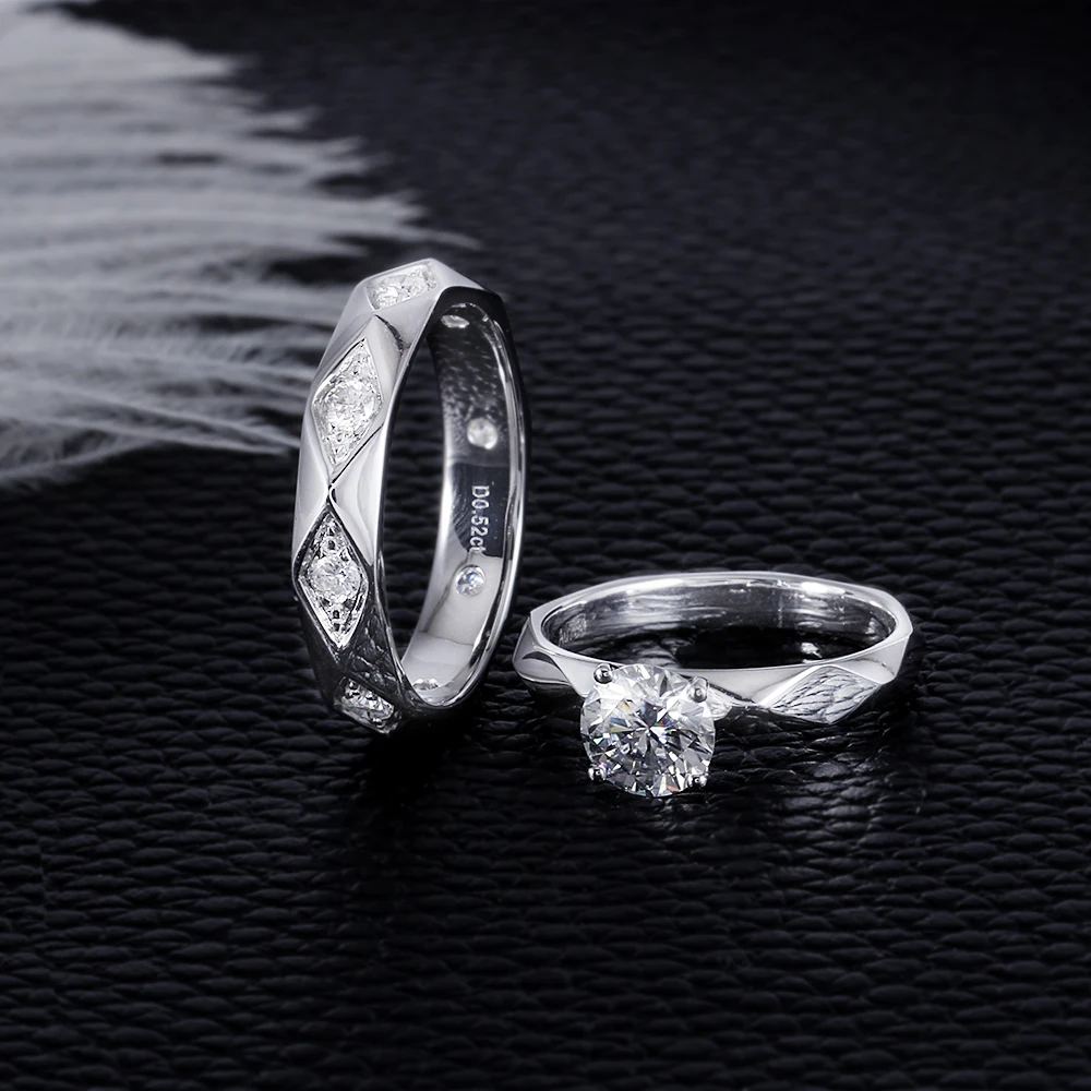 Кольцо-купон для влюбленных из белого золота 14 к 1 карат 6 5 мм F цвет Moissanite дамское