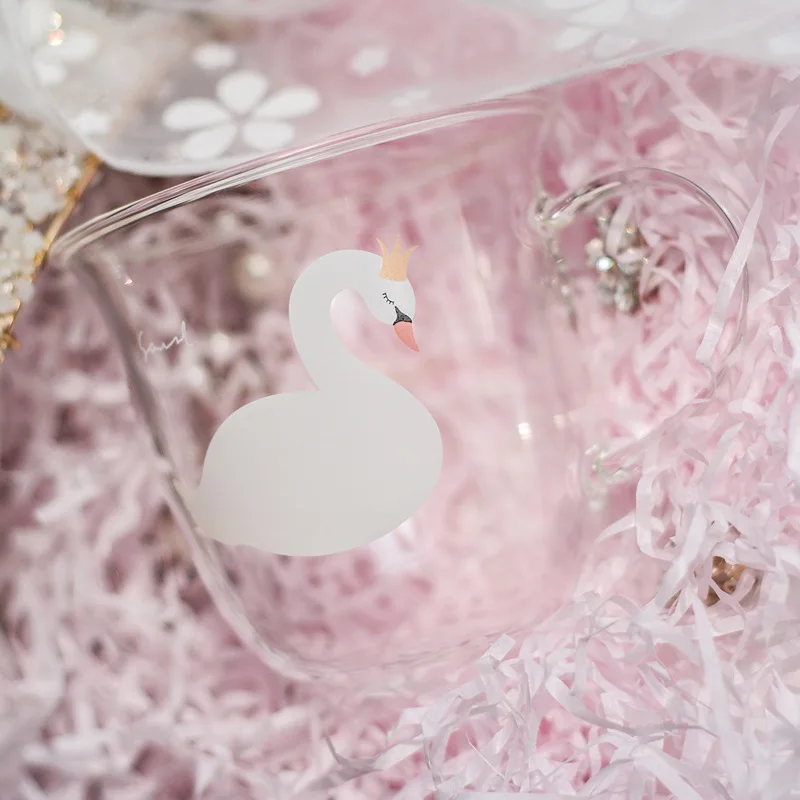 Японская Весенняя серия Fine Zakka Tuuli чашка из молочного стекла с короной и лебедем