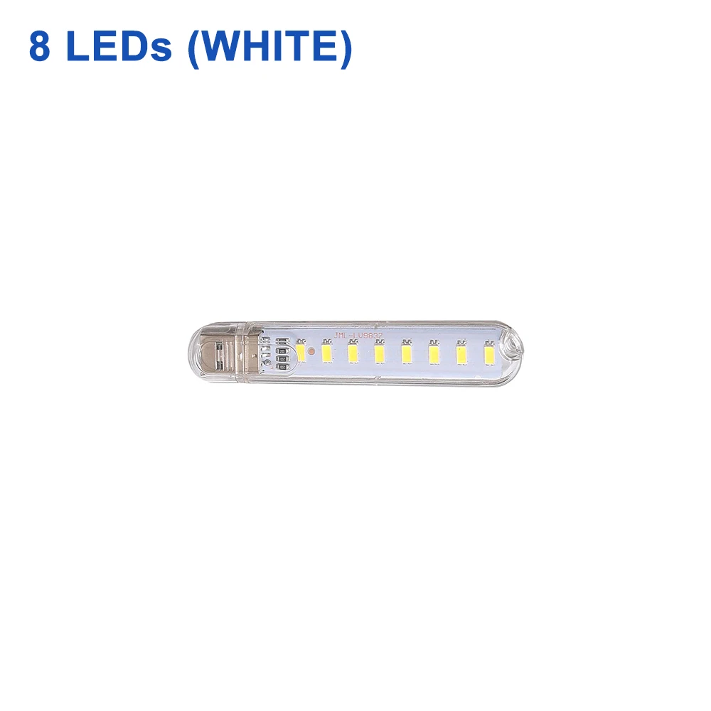 8LEDs White DC5V мини USB светодиодный Ночной светильник 3 светодиодный s 8 светодиодный s 10 светодиодный s 24 светодиодный s книга лампа удлинитель США штекер Адаптер для чтения ноутбука power Bank - Испускаемый цвет: 8LEDs White