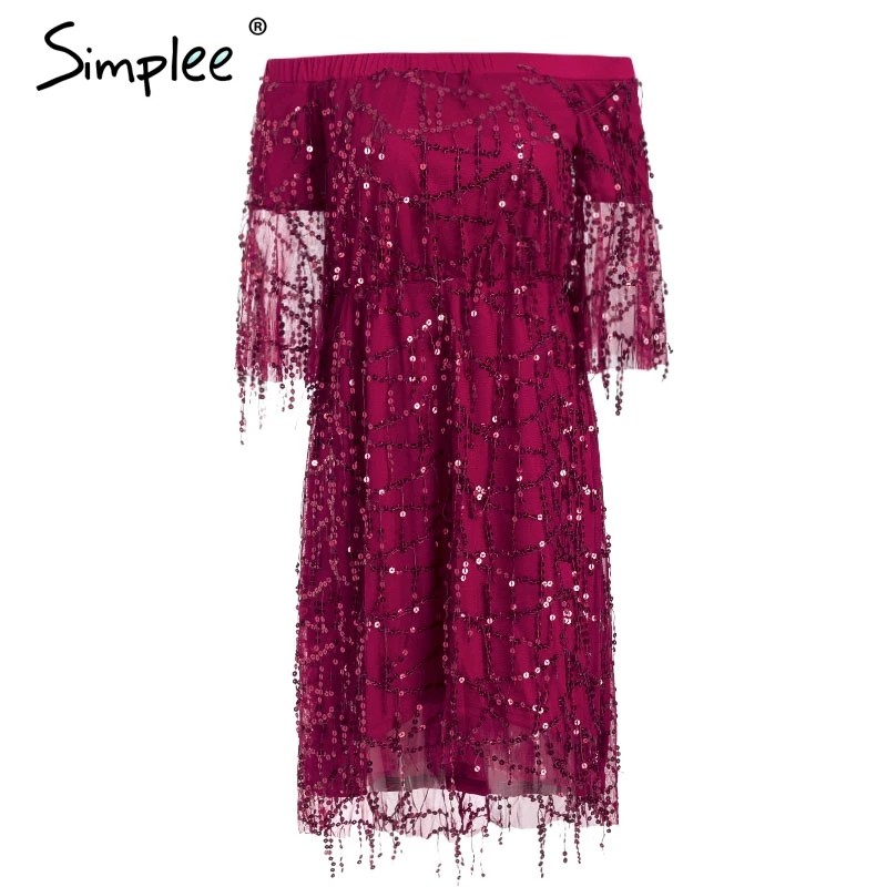 Simplee сексуальное женское платье с блестками и кисточками сетчатые осенние платья