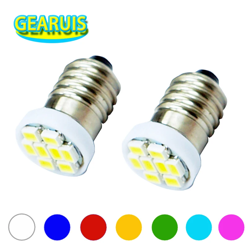 

Free shipping 100X Wholesale E10 1449 428 led 8 SMD 1206 8SMD 3020 LED Light DC12v 8SMD 1w Screw Base