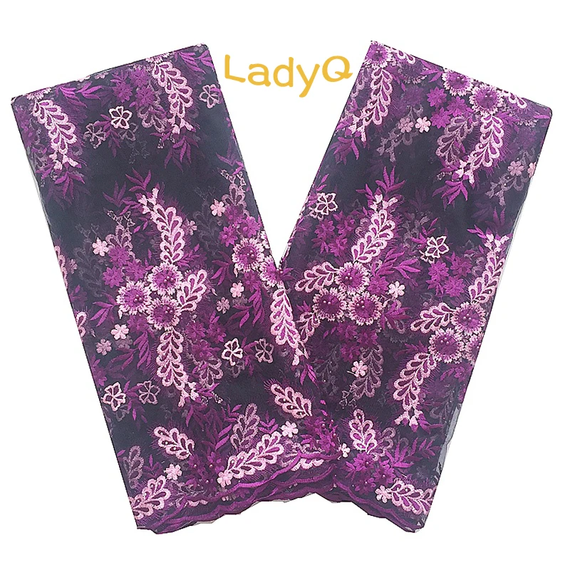 LadyQ Высококачественная африканская кружевная ткань с камнями нигерийские
