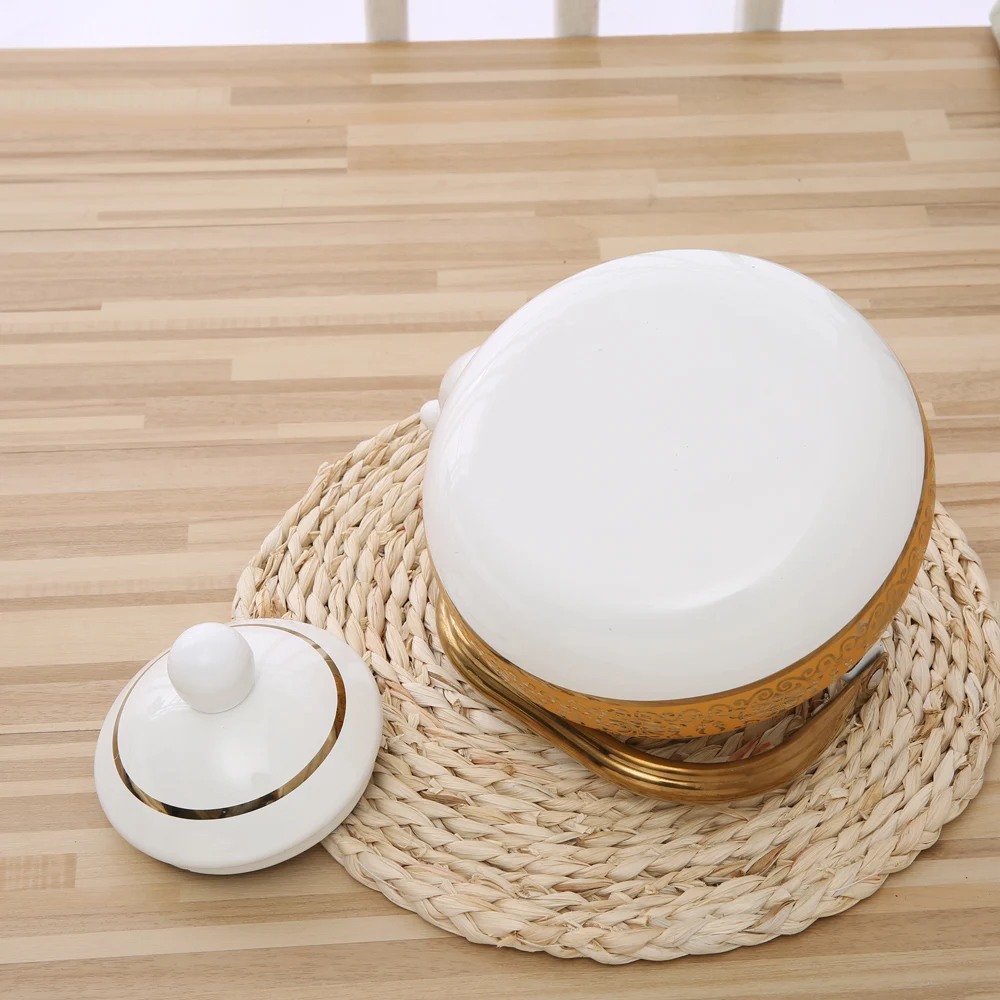 Электромагнитный чайник для воды форменный горшочек с золотой и белой эмалью 2