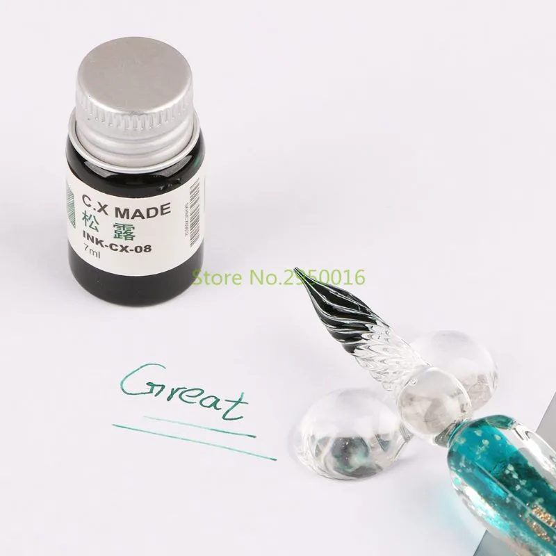 

Luminous Glass Dip Pen Fountain Pen Signature Ink Business Gift School Office Supplies Calligraphy Writing 5 Colors C26