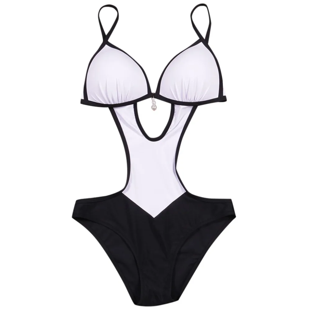 Женский Одноцветный купальник с пуш-ап бюстгальтером бандажный большого размера