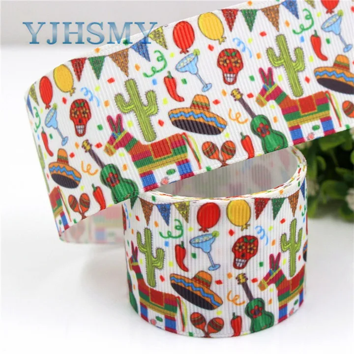 G-18728-695 YJHSMY G-18728-694,38 mm 5 Yards Halloween Printed grosgrain ribbons,DIY handmade Hair accessories Material wedding gift wrap - Цвет: G-18728-695