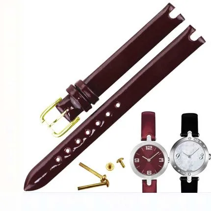 ISUNZUN женский ремешок из натуральной кожи 10 мм для часов TISSOT T003 высокое качество специально для часов TISSOT T003.209 модный ремешок - Цвет ремешка: Red  Gold Buckle
