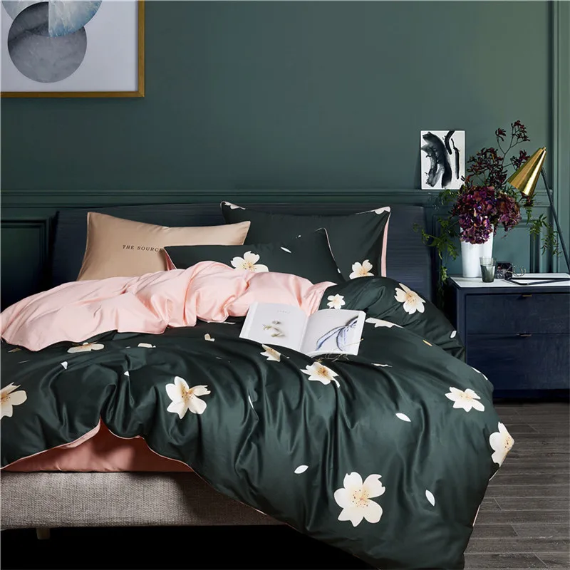 4 шт. Комплект постельного белья из египетского хлопка с цифровым принтом|bedding