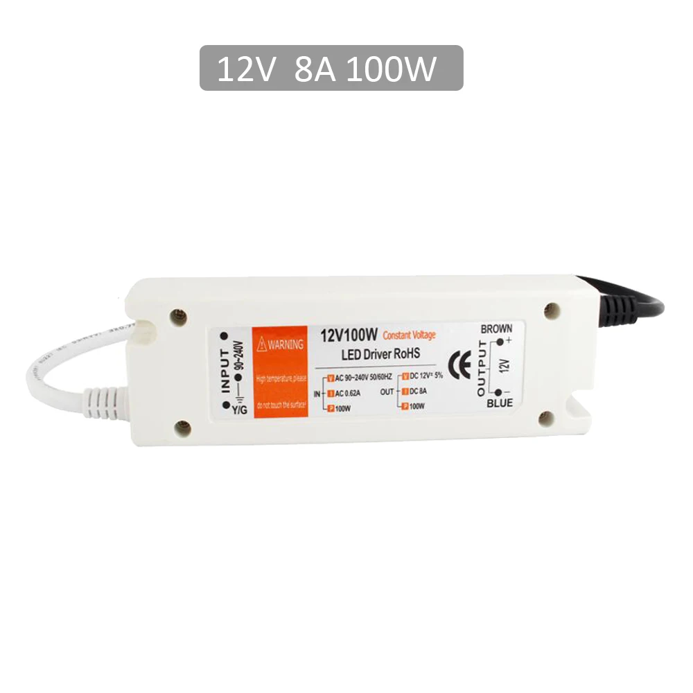12V 100W 5 в блок питания 12 вольт светодиодный драйвер переменного тока 110 В 220 В в постоянный ток 5 вольт адаптер питания 12 В 18 Вт 28 Вт 48 Вт 60 Вт 72 Вт 100 Вт трансформатор освещения - Цвет: 12V 100W