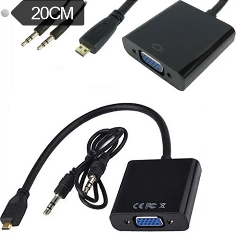 Micro HDMI D Male to VGA Женский видео адаптер AV конвертер с аудио 1080 p HDTV 0 2 M|Компьютерные