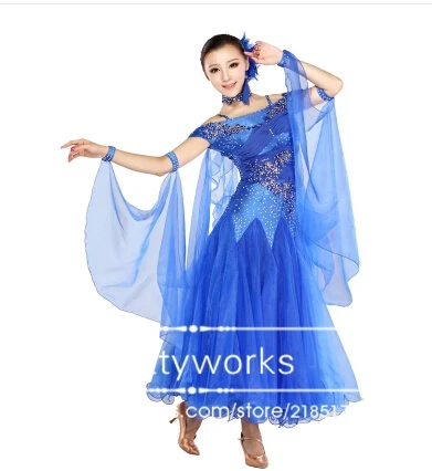 S-XXL 10 color red black pink green blue rosy modern waltz ballroom dance dress competition costume h-0552 | Тематическая одежда и