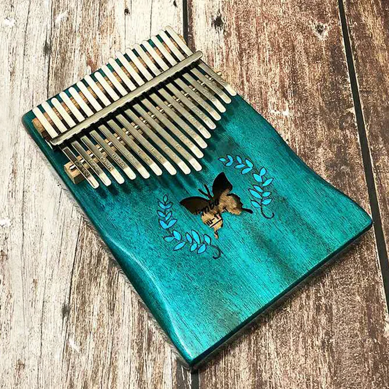 Акустическая клавиатура Kalimba 17 клавиш с синей бабочкой набором
