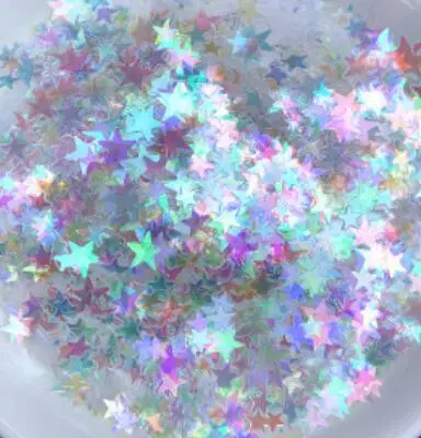 3-5mm star 10 г ультратонкая круглая симфония в форме сердца, блестки, полимерные ювелирные изделия, разные размеры AB, блестки для ногтей, хлопья, звезда, Круглый голографический Декор - Цвет: 3-5mm star