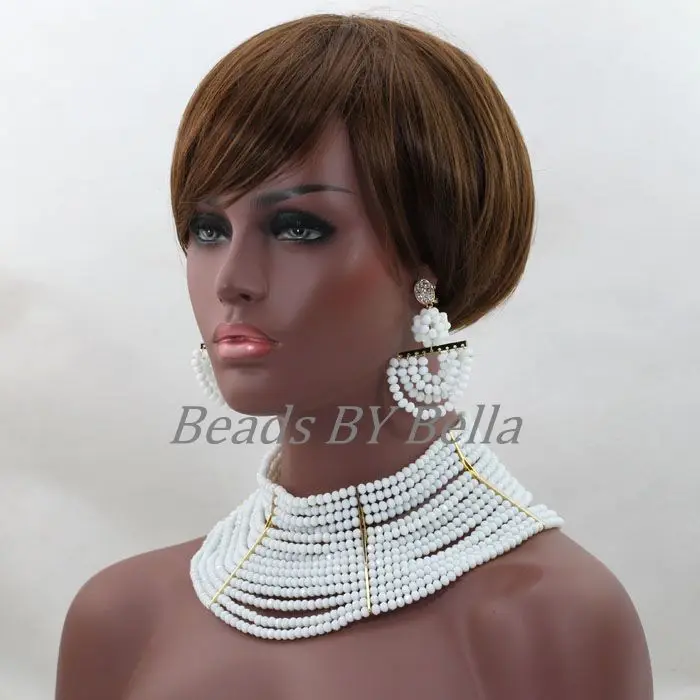 Чистый белый Африканский комплект ювелирных изделий индийский нигерийский