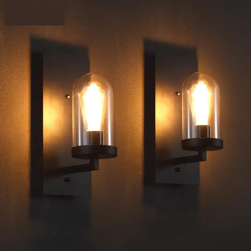 Прихожая Ретро стеклянная крышка настенное бра черный промышленный настенный