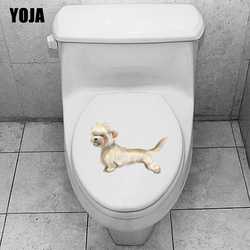 

YOJA 23,3*15 см милая собака мультфильм спальня домашний декор наклейки для унитаза Наклейка на стену T3-0551