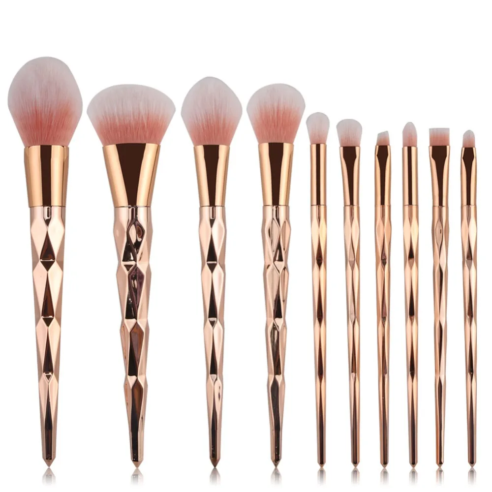 10pcs rosegold big MAANGE, розовое золото, набор кистей для макияжа, Профессиональные алмазные тени для век, пудра, основа для растушевки губ, косметическая Кисть для макияжа, набор инструментов - Handle Color: 10pcs rosegold big