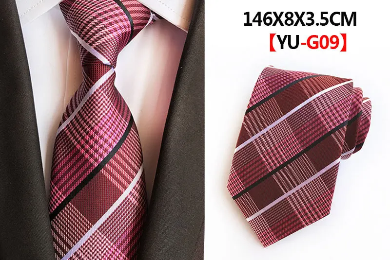 Classic 8cm Formal Tie Black Bule Striped Plaid Jacquard Necktie For Men Business Wedding Neckwear Gift Accessories Ties Gravata