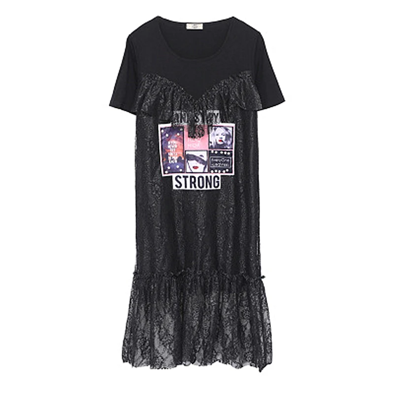 Новинка лета 2018 женское кружевное платье большого размера Милая женская одежда