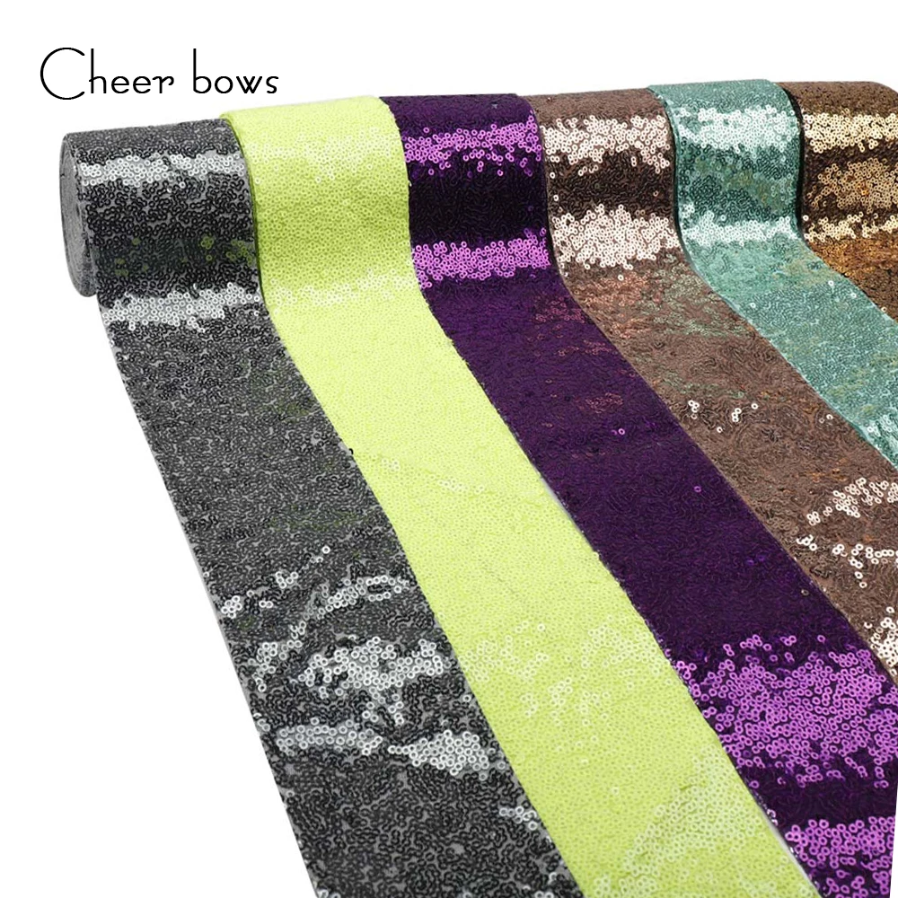 

2Y/lot 3" Gold Sequin Ribbon Webbing Solid Color Shiny Glitter Ribbon Apparel Sewing Ribbon Webbing DIY Hairbows Accessories
