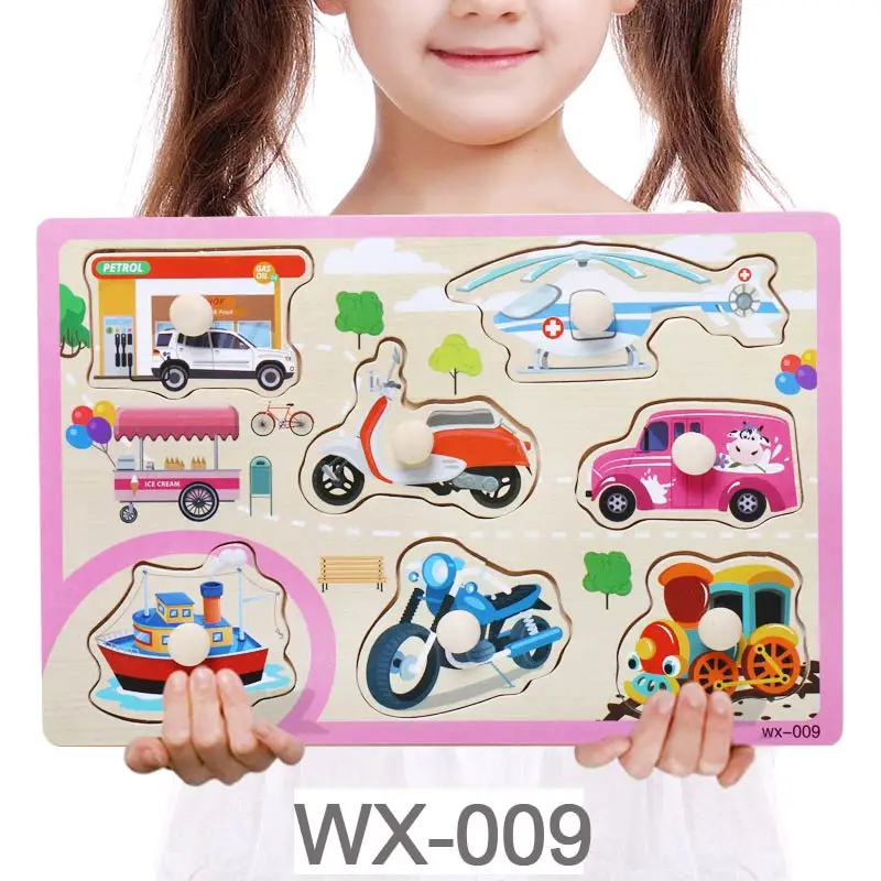 WX-009 Детские игрушки Монтессори деревянная головоломка мультфильм транспортное средство морские животные головоломка доска 12 наборов обучающая деревянная игрушка Подарки для детей - Цвет: WX-009