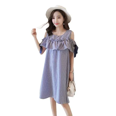 Платье для беременных без бретелек Полосатое платье кормящих матерей летнее