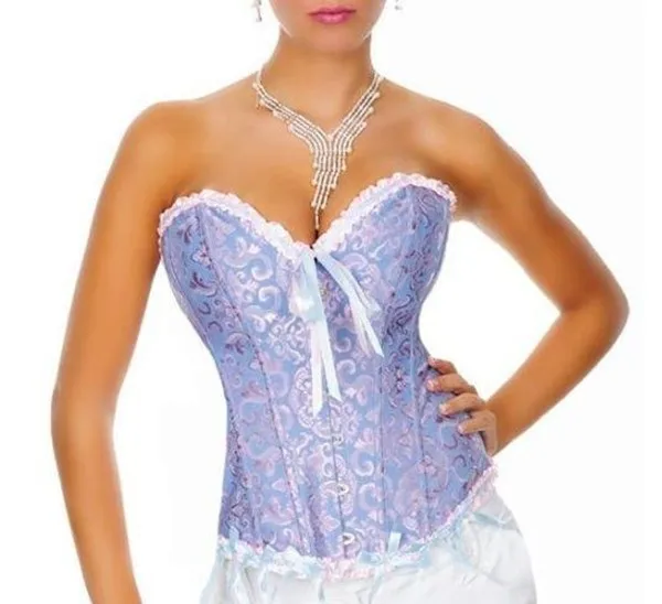 Sexy Corset Women Bone Black Lace Bustier Corset+G string Set Lingerie Free Shipping WL3015 | Женская одежда