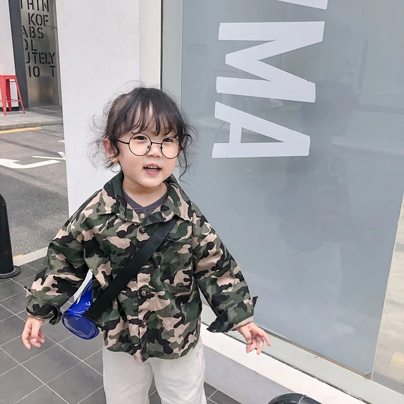 Осенняя камуфляжная рубашка для мальчиков и девочек пальто новинка 2019 хлопковая