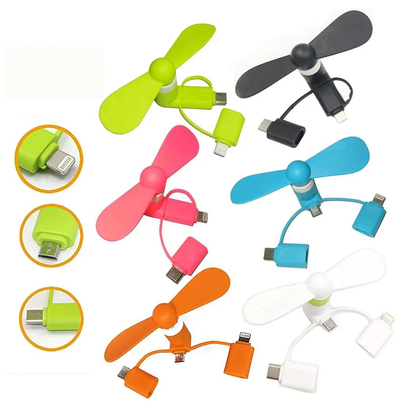 

50pcs 3 in 1 Portable Cell Phone Cooler Flexible Mini Electric Fan USB Cooling Cooler Fan For iPhone Samsung for Android Phone