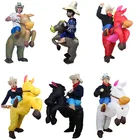Пурим лошадь костюмы на Хэллоуин для женщинам взрослым мужской дети девочки мальчик наряды надувные Ковбой конная костюмы Косплэй нарядное платье