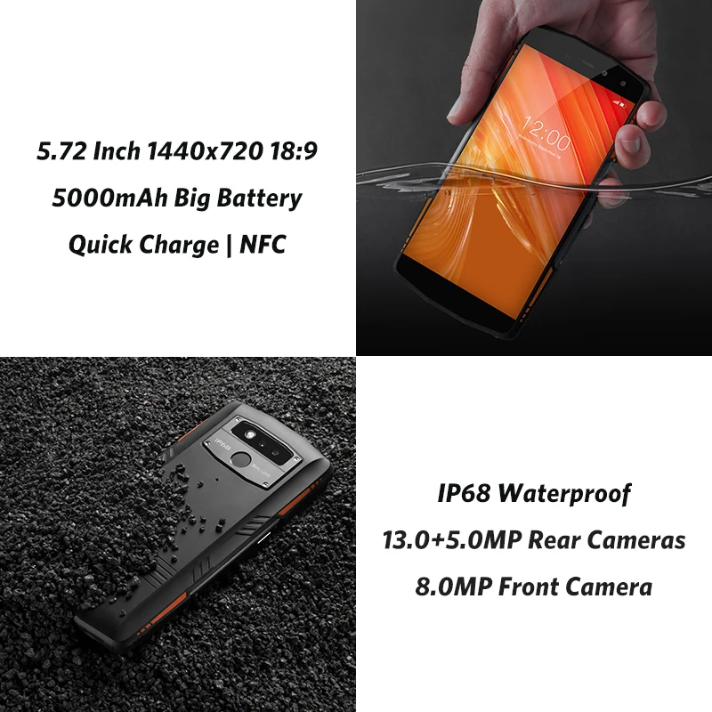 LEAGOO X Rover IP68 водонепроницаемый смартфон 5 72 &quot6 GB 128GB MTK6763 Восьмиядерный NFC Face ID 13 МП