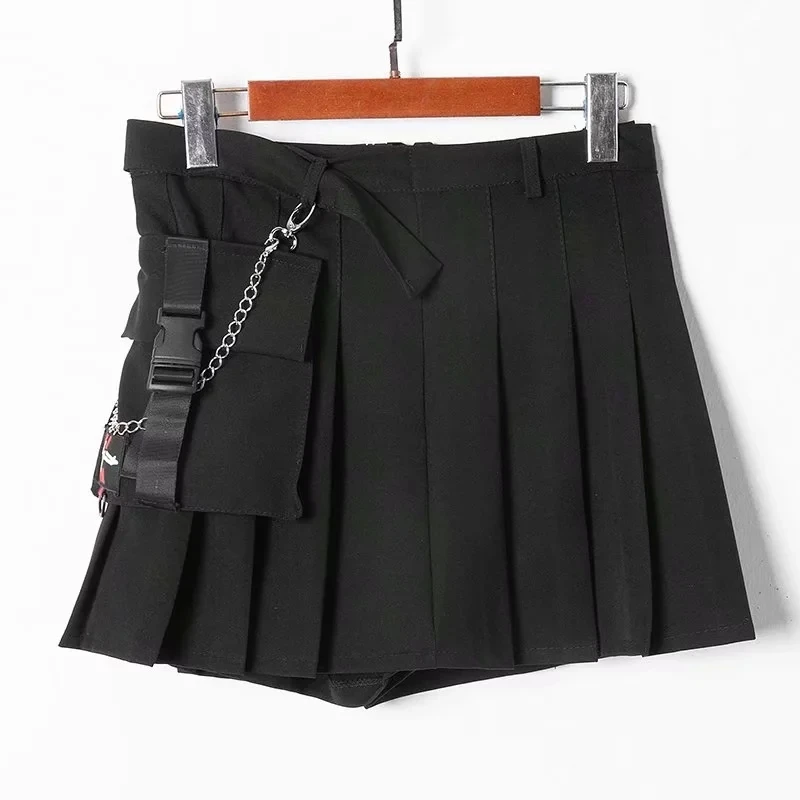 Женская мини-юбка с запахом в клетку с роговой пряжкой Preppy Stylr mini Skort