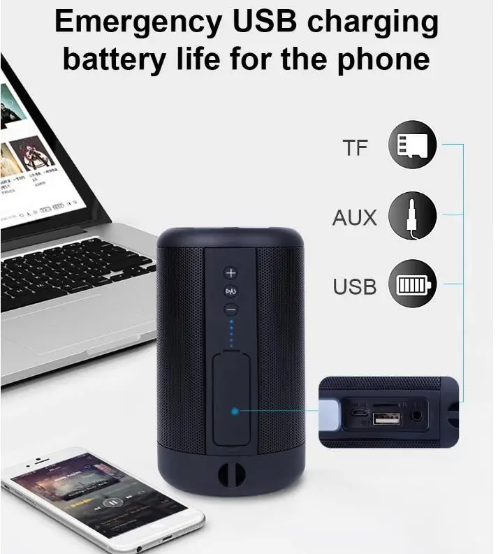 Портативный HiFi Bluetooth динамик водонепроницаемый IPX5 открытый TWS беспроводные