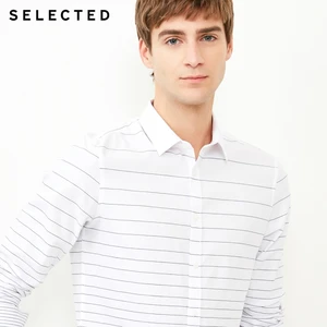 Мужская хлопковая рубашка в полоску, с длинным рукавом