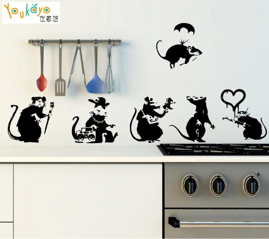 Banksyy коллекция крыс версия 2 набор из 6 наклейки на стену Наклейка|wall sticker|sticker