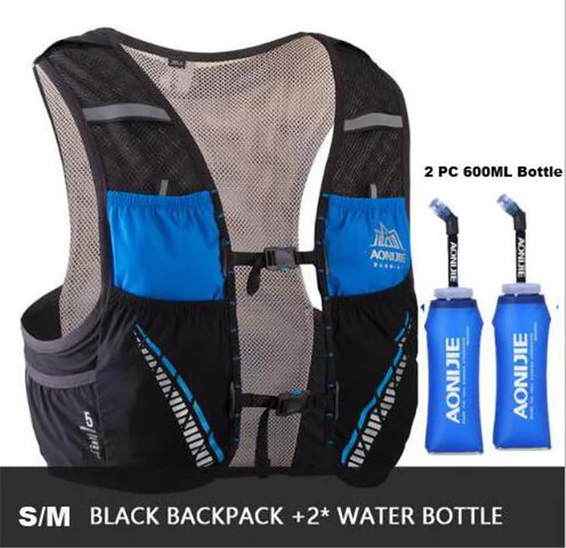 SM Black 2 Bottle AONIJIE сумки для бега гидратация пакет рюкзак Жилет Жгут водный Пузырь Пешие прогулки Кемпинг марафон гонки скалолазание 5L - Цвет: SM Black 2 Bottle