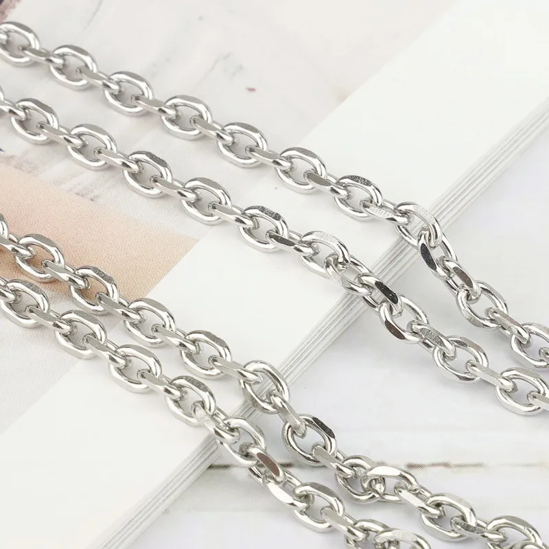 Silver KLDY Нержавеющая сталь цепи Цепочки и ожерелья для женщин Цвет серебристый, золотой пистолет черный Цепочки и ожерелья s мужчины, женщины, 1,5/2/3/4 мм Сталь цепи ювелирные изделия оптом - Окраска металла: Silver