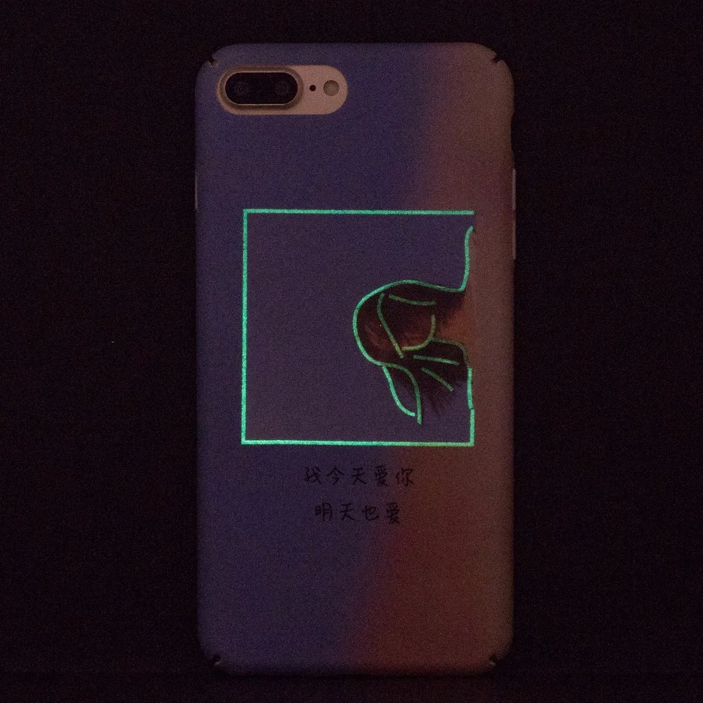 Duagairen ночь световой жесткий футляр для iPhone X 6 6S 7 8 плюс крышка моды Чехол защитный